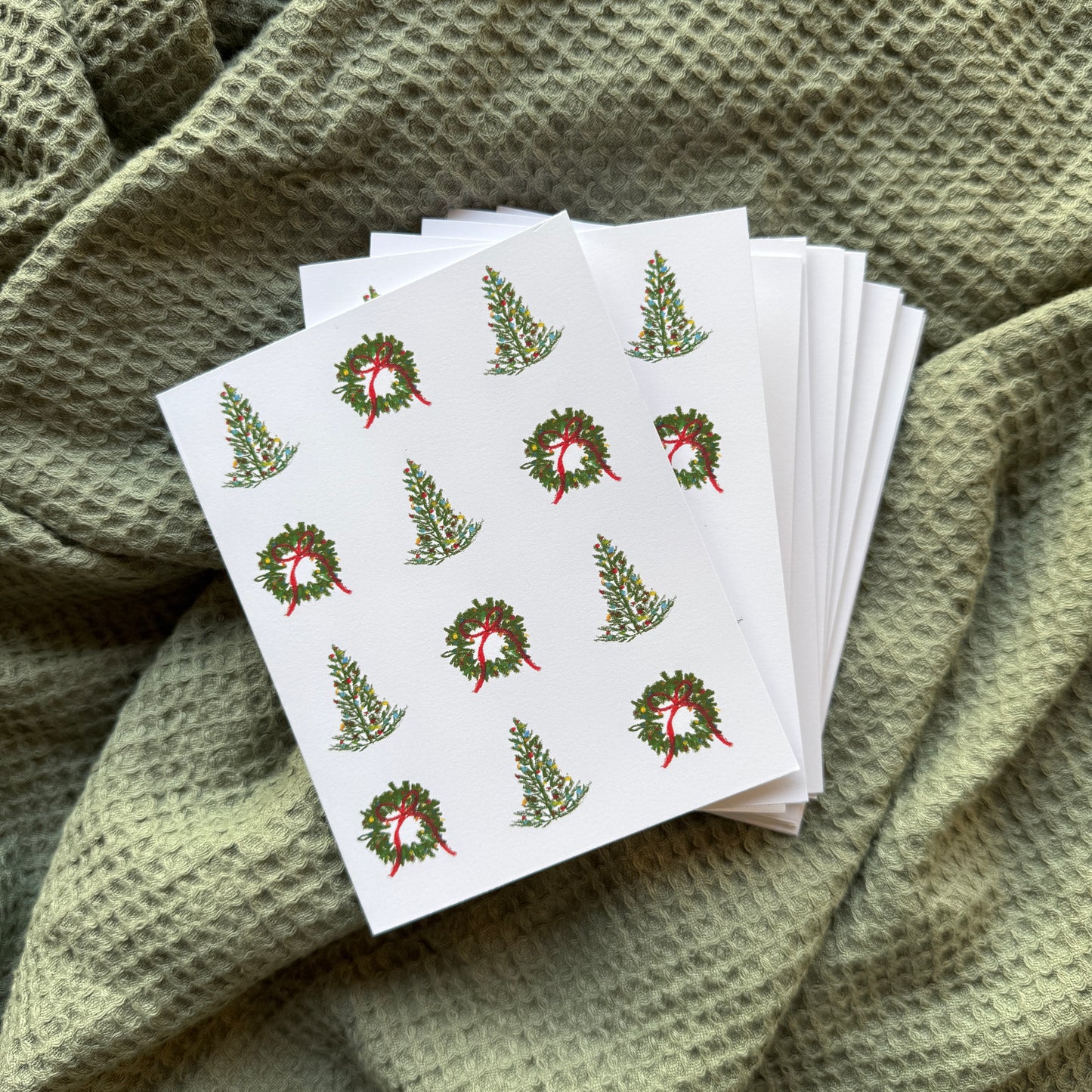 Blank Christmas Cards- 10 Pack (Tree and Wreath)