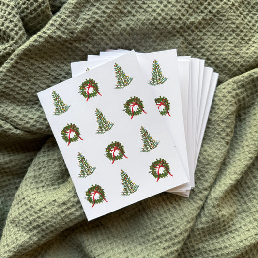 Blank Christmas Cards- 10 Pack (Tree and Wreath)