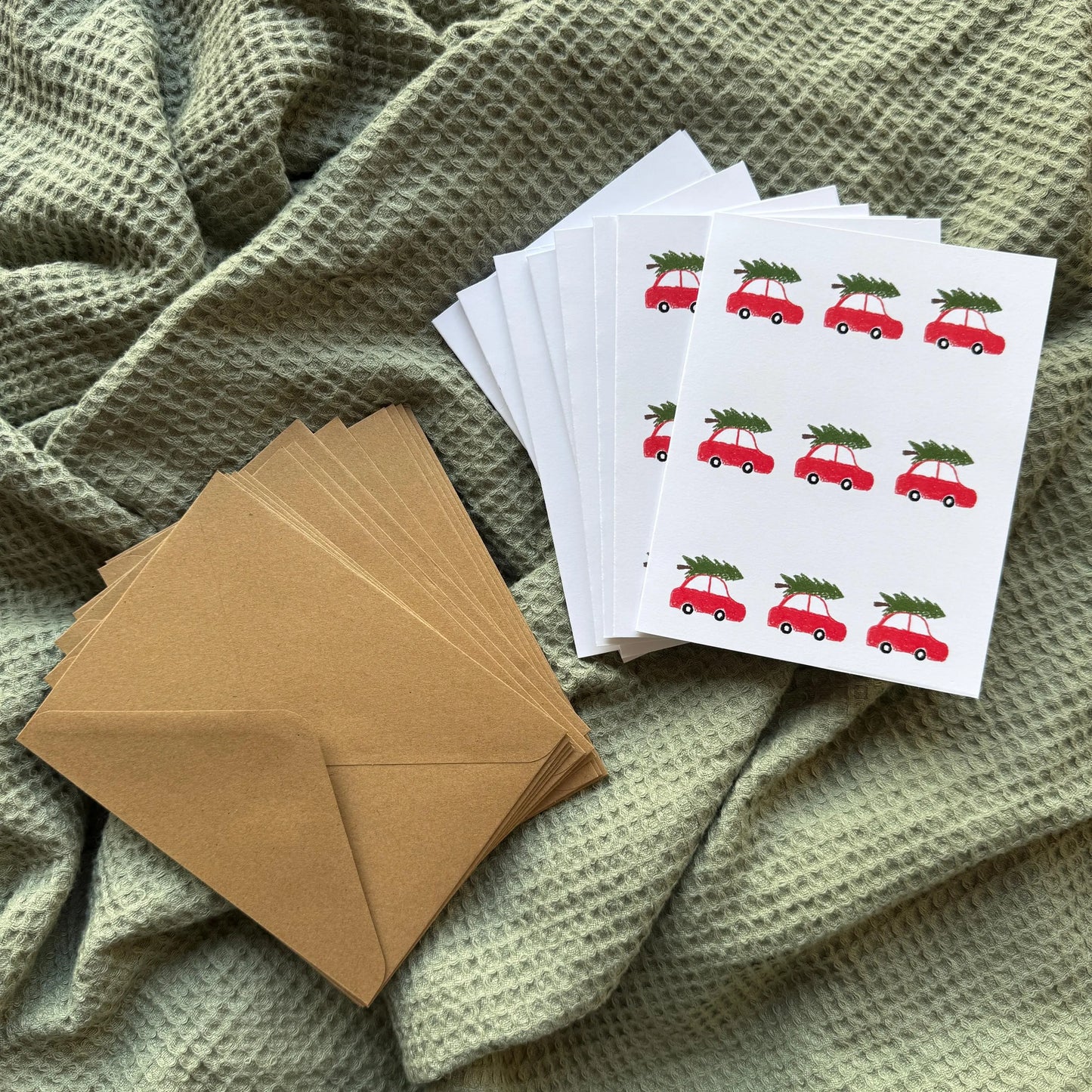 Blank Christmas Cards- 10 Pack (Red Car)